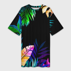 Платье-футболка 3D Тропическая Ночь
