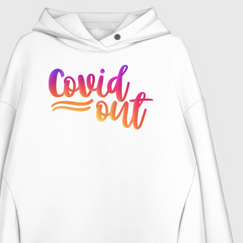 Женское худи Oversize хлопок Covid out, цвет белый - фото 3