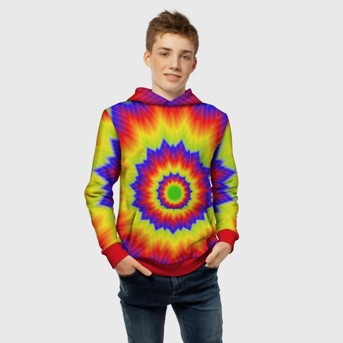 Детская толстовка 3D Tie-Dye, цвет красный - фото 6