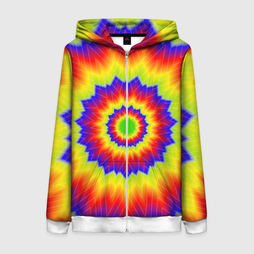 Женская толстовка 3D на молнии Tie-Dye, цвет белый