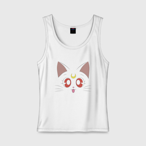 Женская майка хлопок Sailor Moon Luna, цвет белый