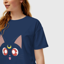 Женская футболка хлопок Oversize Sailor Moon Luna - фото 2
