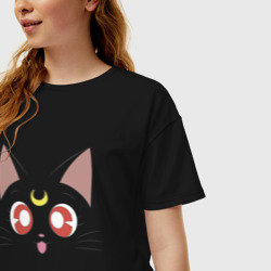 Женская футболка хлопок Oversize Sailor Moon Luna - фото 2