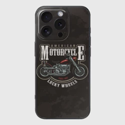 Чехол для iPhone 16 Pro Max силиконовый с защитой камеры American motorcycle американский мотоцикл