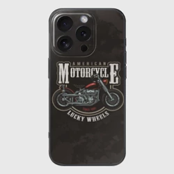 Чехол для iPhone 16 Pro силиконовый с защитой камеры American motorcycle американский мотоцикл