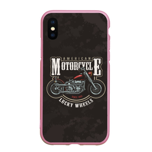 Чехол для iPhone XS Max матовый American motorcycle американский мотоцикл, цвет розовый