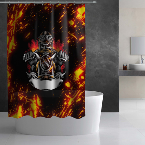 Штора 3D для ванной Fire biker огненный байкер - фото 3