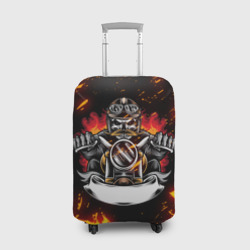 Чехол для чемодана 3D Fire biker огненный байкер