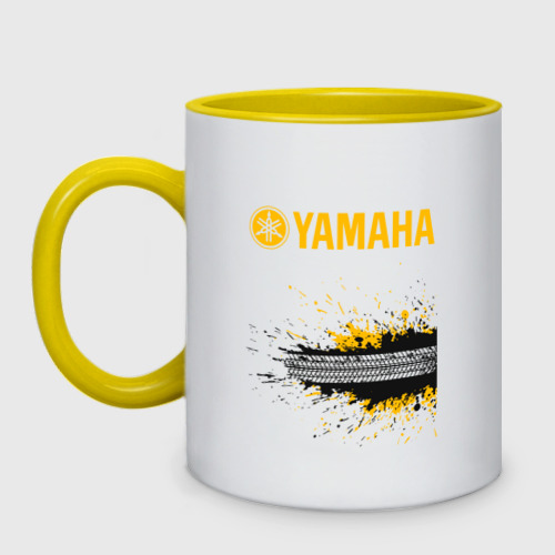 Кружка двухцветная Yamaha sport, цвет белый + желтый