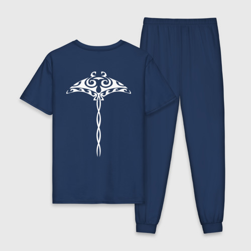 Мужская пижама хлопок Солнце и скат в полинезия, цвет темно-синий - фото 2