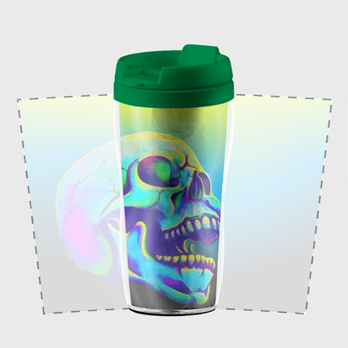 Термокружка-непроливайка Neon skull, цвет зеленый - фото 2
