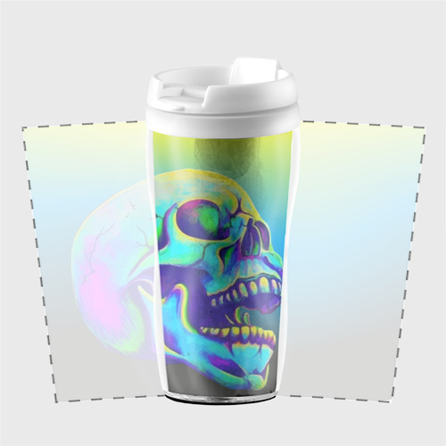 Термокружка-непроливайка Neon skull, цвет белый - фото 2