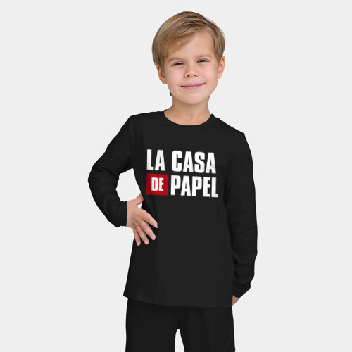 Детская пижама с лонгсливом хлопок Бумажный Дом, цвет черный - фото 3