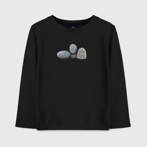 Детский лонгслив хлопок Камни с лицами МЕМ 2020, цвет черный