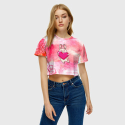 Женская футболка Crop-top 3D Влюбленный Зайчик - фото 2