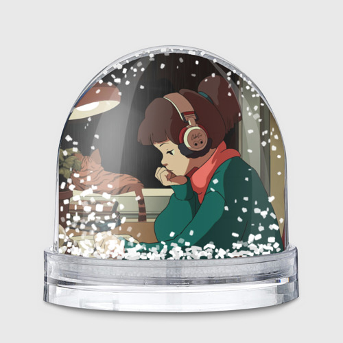 Игрушка Снежный шар с принтом Study girl, вид спереди №1