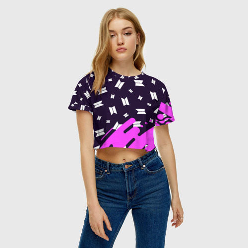 Женская футболка Crop-top 3D BTS / БТС, цвет 3D печать - фото 3
