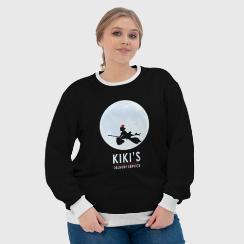 Женский свитшот 3D Kiki's delivery service. Кики на фоне Луны, цвет 3D печать - фото 6