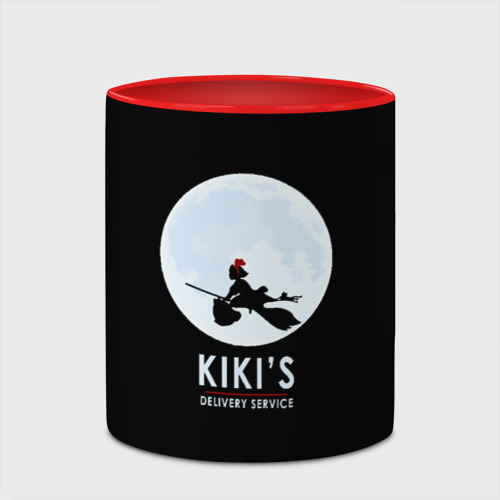 Кружка с полной запечаткой Kiki's delivery service. Кики на фоне Луны, цвет белый + красный - фото 4