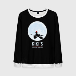 Мужской свитшот 3D Kiki's delivery service. Кики на фоне Луны