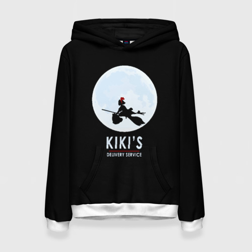 Женская толстовка 3D Kiki's delivery service. Кики на фоне Луны, цвет 3D печать