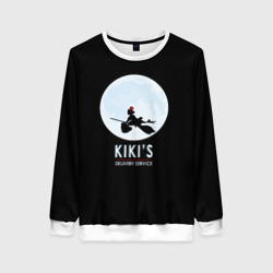 Женский свитшот 3D Kiki's delivery service. Кики на фоне Луны