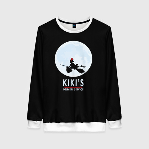 Женский свитшот 3D Kiki's delivery service. Кики на фоне Луны, цвет 3D печать