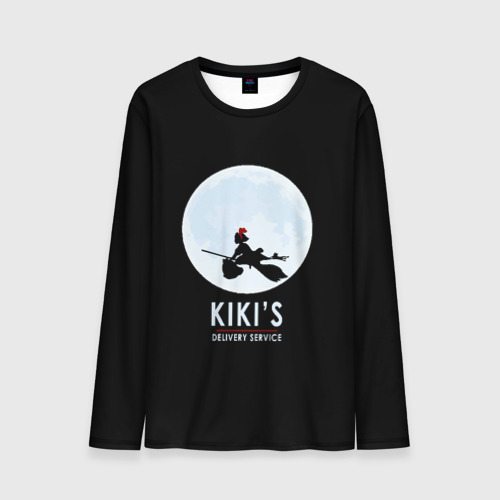 Мужской лонгслив 3D Kiki's delivery service. Кики на фоне Луны, цвет 3D печать