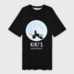 Платье-футболка 3D Kiki's delivery service. Кики на фоне Луны