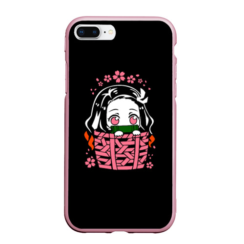 Чехол для iPhone 7Plus/8 Plus матовый Kimetsu no Yaiba Nezuko Незуко, цвет розовый