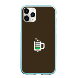 Чехол для iPhone 11 Pro Max матовый Батарейка заряд чашка кофе 