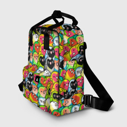 Рюкзак с принтом Папуги для женщины, вид спереди №2. Цвет основы: белый