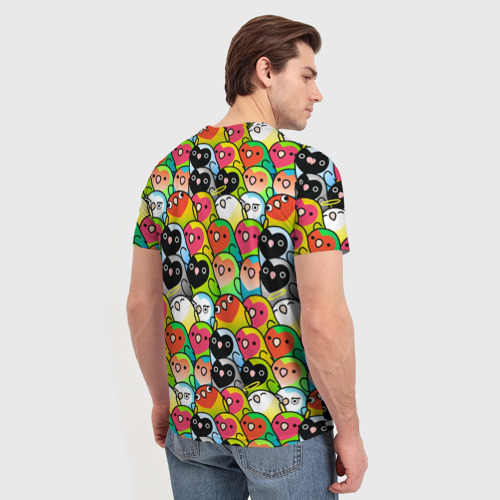 Мужская футболка 3D с принтом Папуги, вид сзади #2