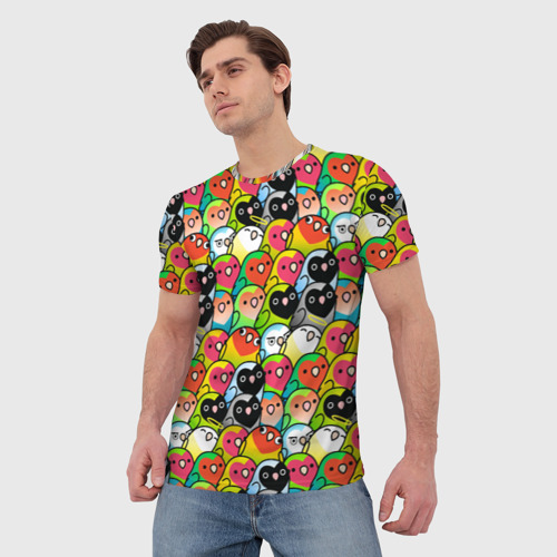 Мужская футболка 3D с принтом Папуги, фото на моделе #1