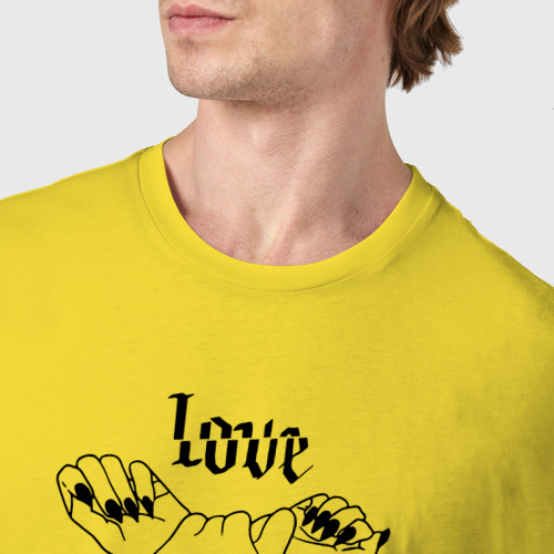 Мужская футболка хлопок Love, цвет желтый - фото 6