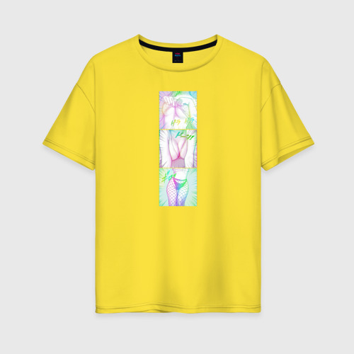 Женская футболка хлопок Oversize с принтом Hentai силуэт стоит, вид спереди #2