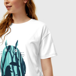 Женская футболка хлопок Oversize Totoro - фото 2