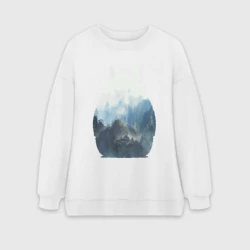 Женский свитшот oversize без начеса хлопок Туманный Тоторо