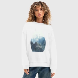 Женский свитшот oversize без начеса хлопок Туманный Тоторо - фото 2