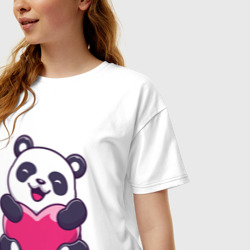 Женская футболка хлопок Oversize Панда love - фото 2