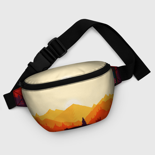 Поясная сумка 3D с принтом Горы закат пейзаж лиса арт, фото #5