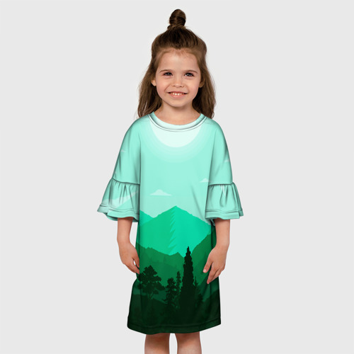 Детское платье 3D Горы пейзаж дикая природа, цвет 3D печать - фото 4