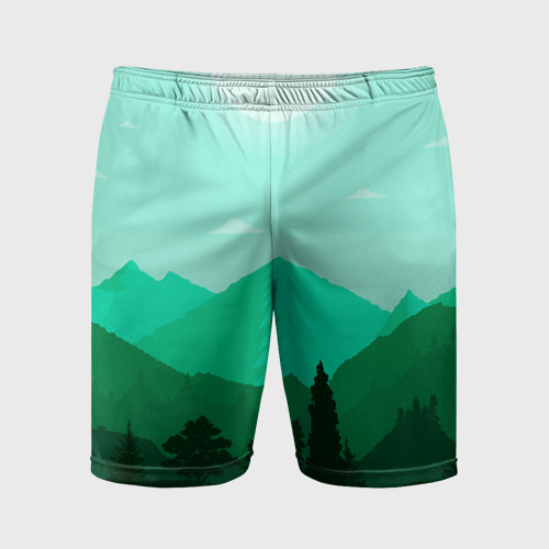 Мужские шорты спортивные Горы пейзаж дикая природа, цвет 3D печать