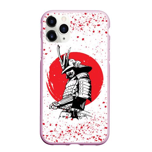 Чехол для iPhone 11 Pro Max матовый Самурай В каплях крови samurai IN drops of blood, цвет розовый