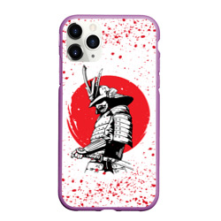 Чехол для iPhone 11 Pro Max матовый Самурай В каплях крови samurai IN drops of blood