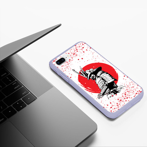 Чехол для iPhone 7Plus/8 Plus матовый Самурай В каплях крови samurai IN drops of blood, цвет светло-сиреневый - фото 5