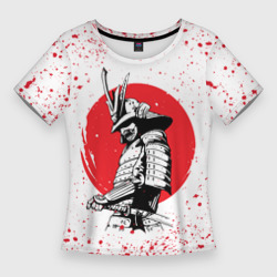 Женская футболка 3D Slim Самурай В каплях крови samurai IN drops of blood