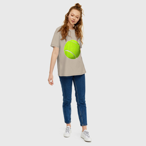 Женская футболка хлопок Oversize Теннис, цвет миндальный - фото 5