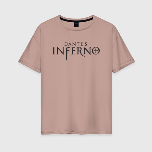 Женская футболка хлопок Oversize Dante's inferno logo, цвет пыльно-розовый