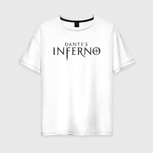 Женская футболка оверсайз из хлопка с принтом Dante's inferno logo, вид спереди №1